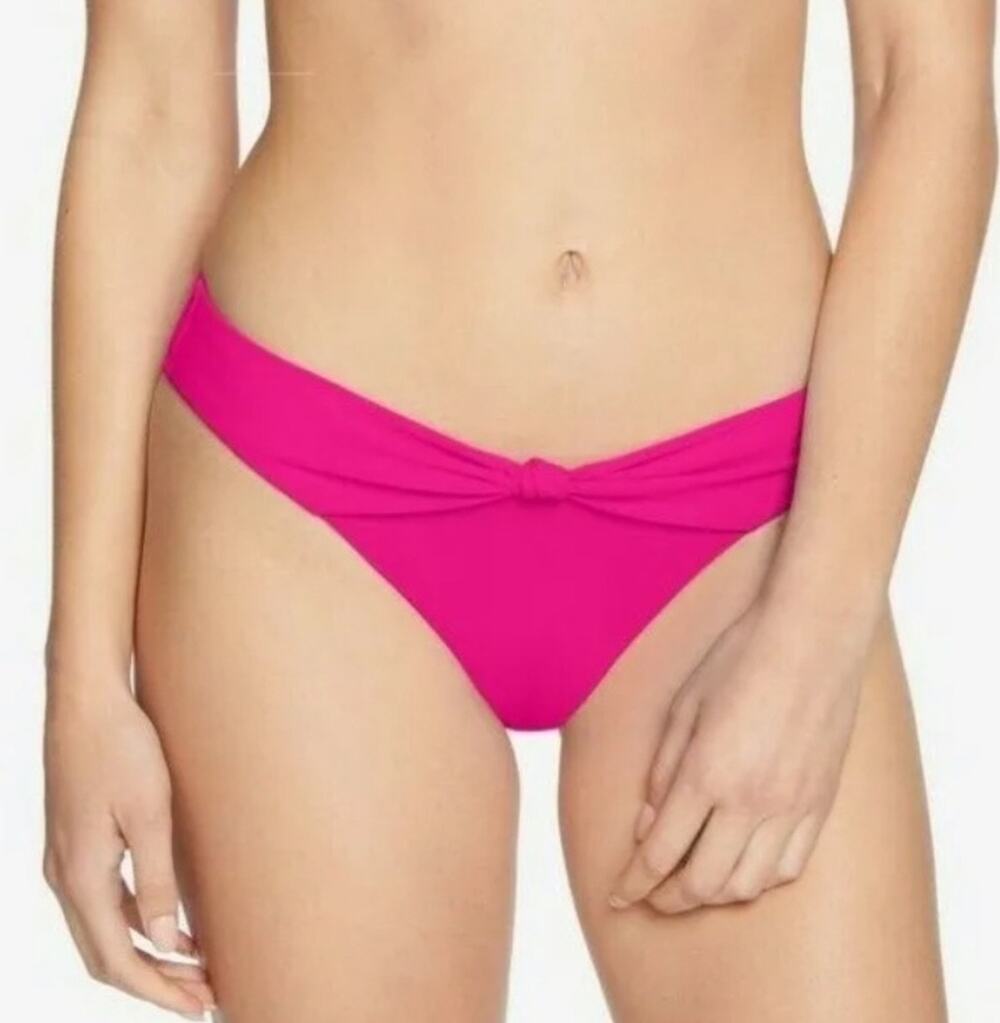 ROBIN PICCONE Olivia Bikini Bottoms SZ Medium Knot Front Fuchsia Pink Swim NWOT